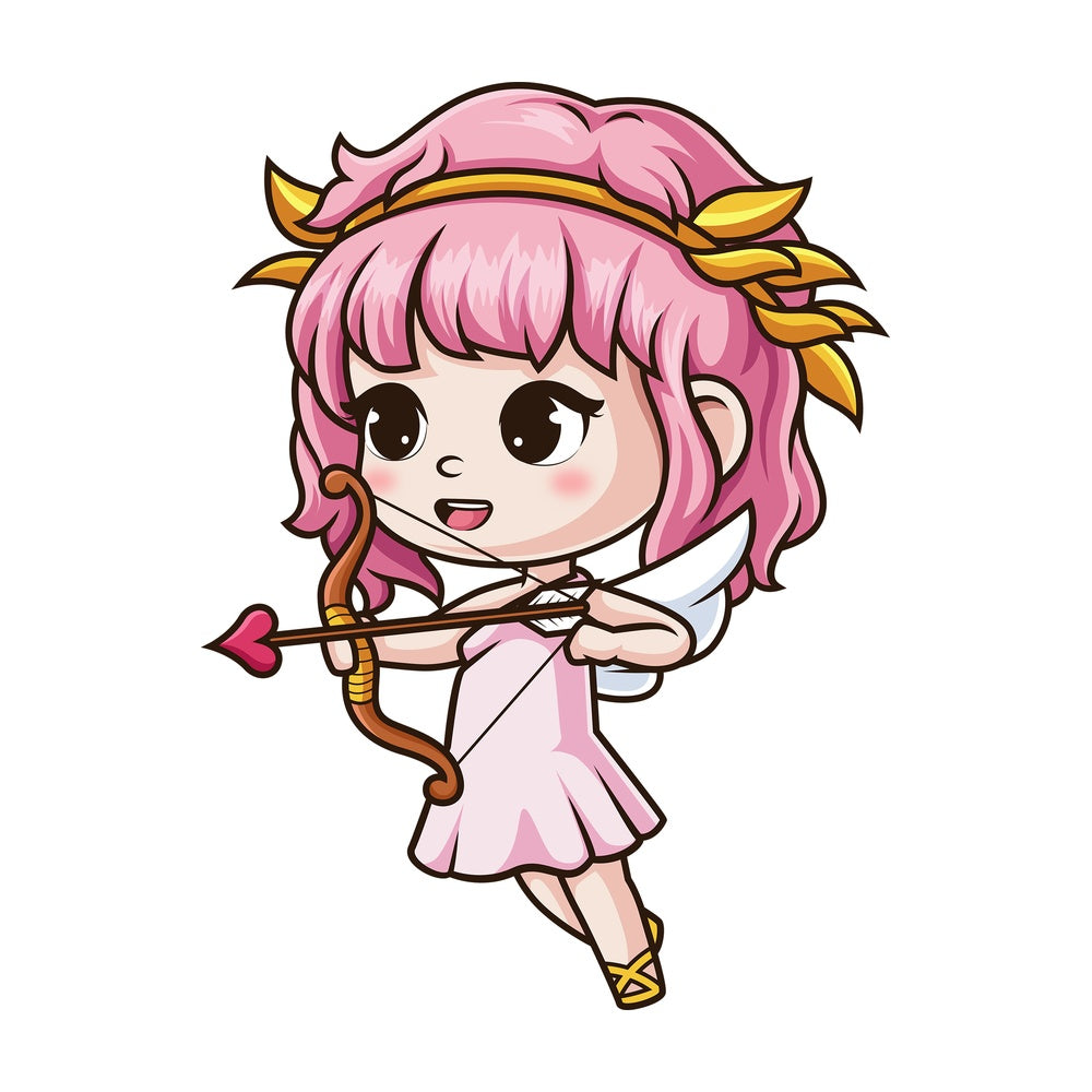 Female cupid aiming with bow. PNG - JPG and vector EPS (infinitely scalable).