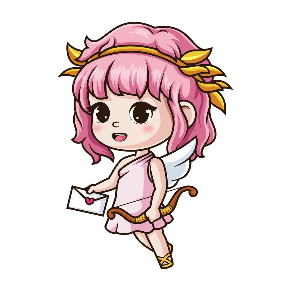 Girl cupid holding love letter. PNG - JPG and vector EPS (infinitely scalable).