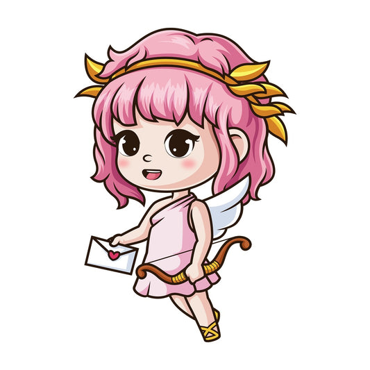 Girl cupid holding love letter. PNG - JPG and vector EPS (infinitely scalable).