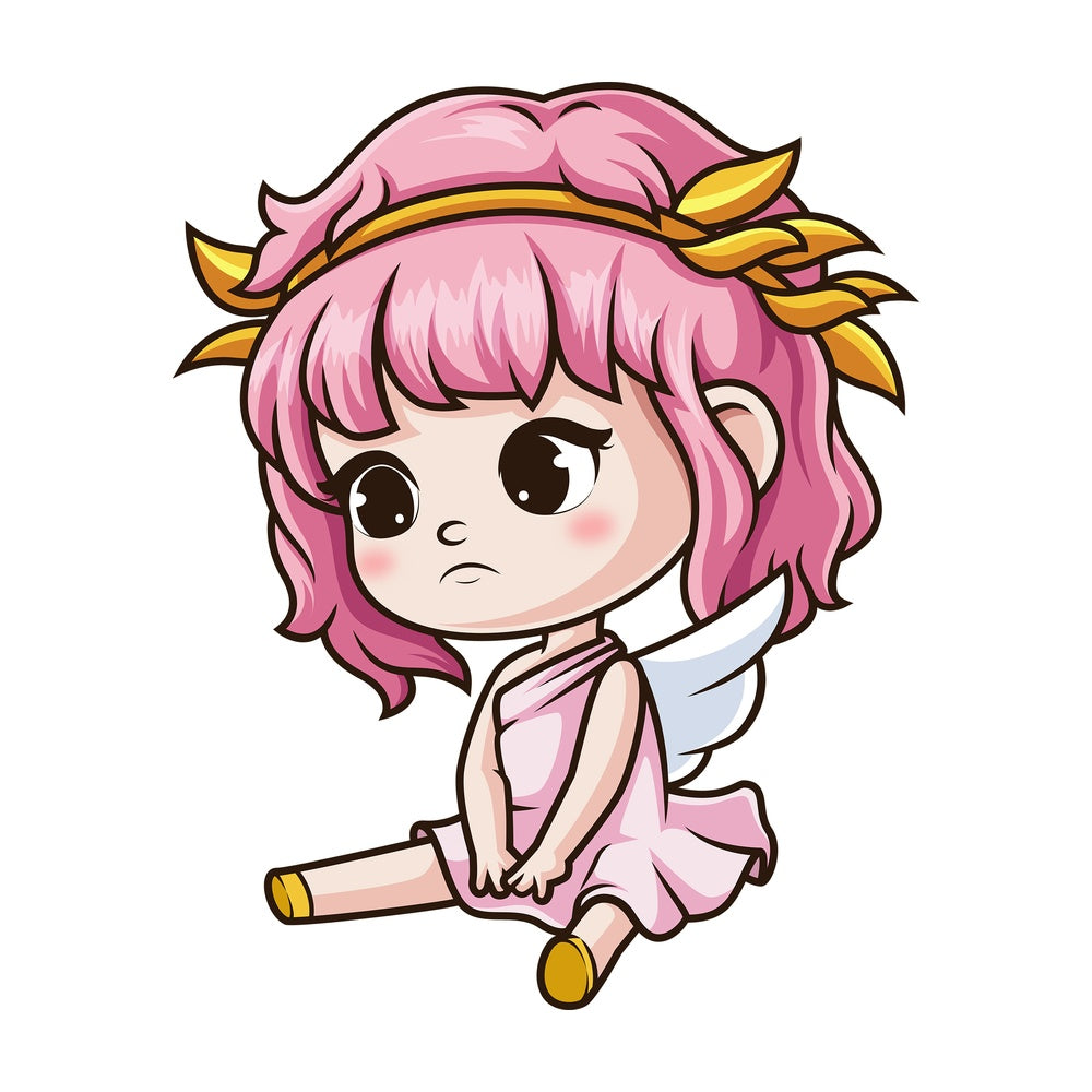 Sad female cupid. PNG - JPG and vector EPS (infinitely scalable).