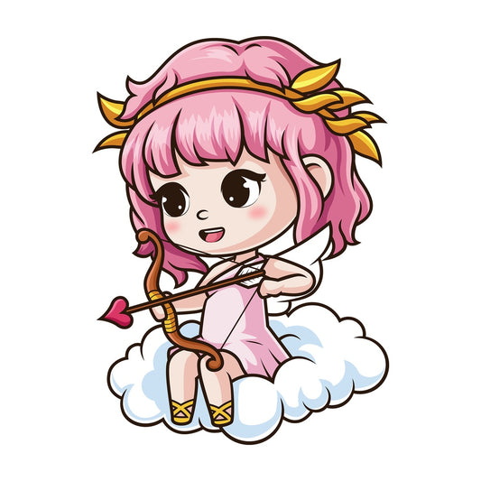 Female cupid on cloud. PNG - JPG and vector EPS (infinitely scalable).