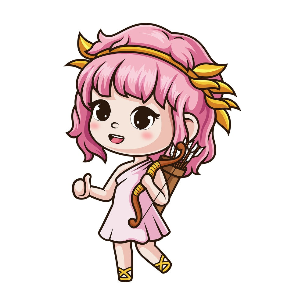 Female cupid thumbs up. PNG - JPG and vector EPS (infinitely scalable).