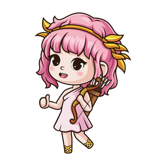 Female cupid thumbs up. PNG - JPG and vector EPS (infinitely scalable).