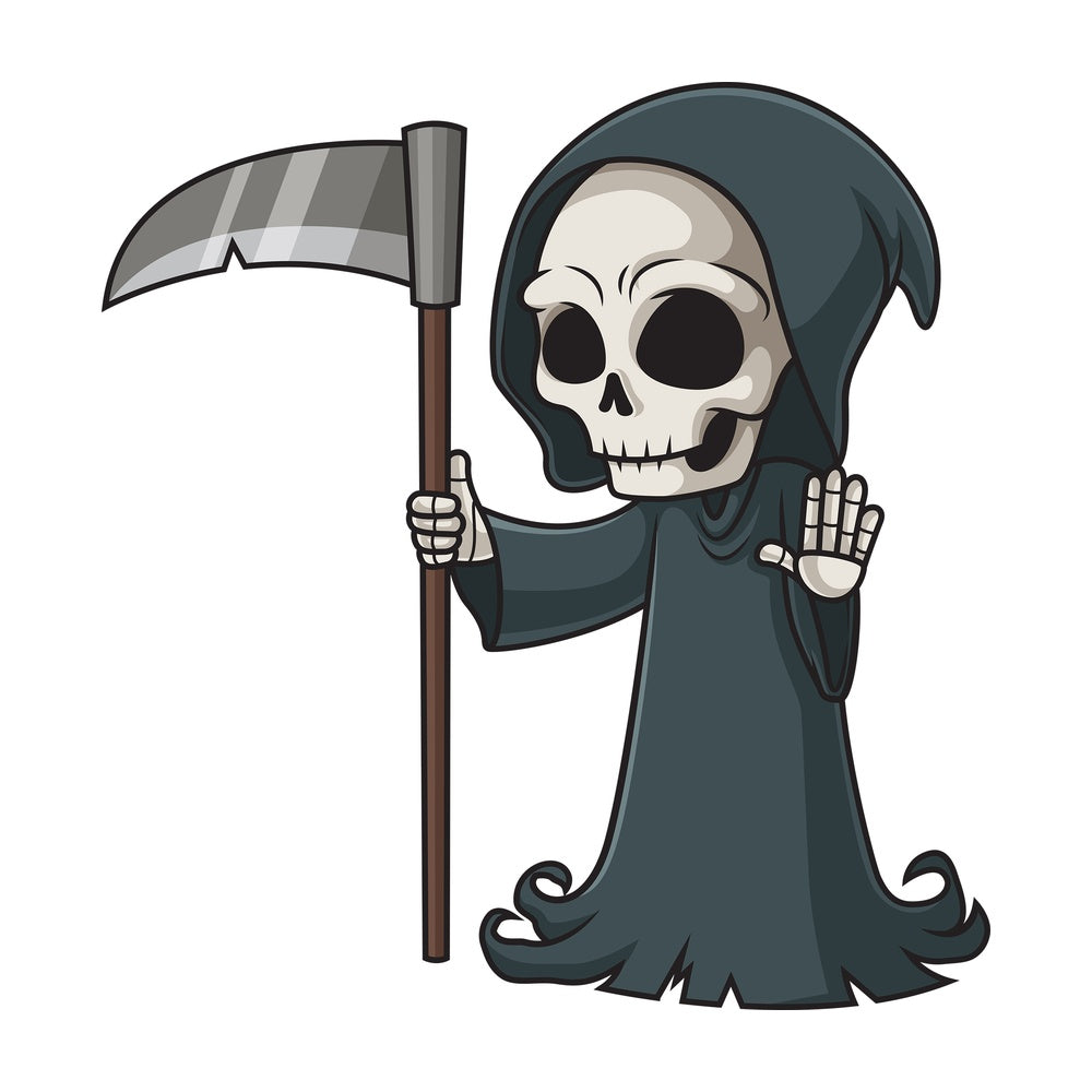Grim reaper stop gesture. PNG - JPG and vector EPS (infinitely scalable).