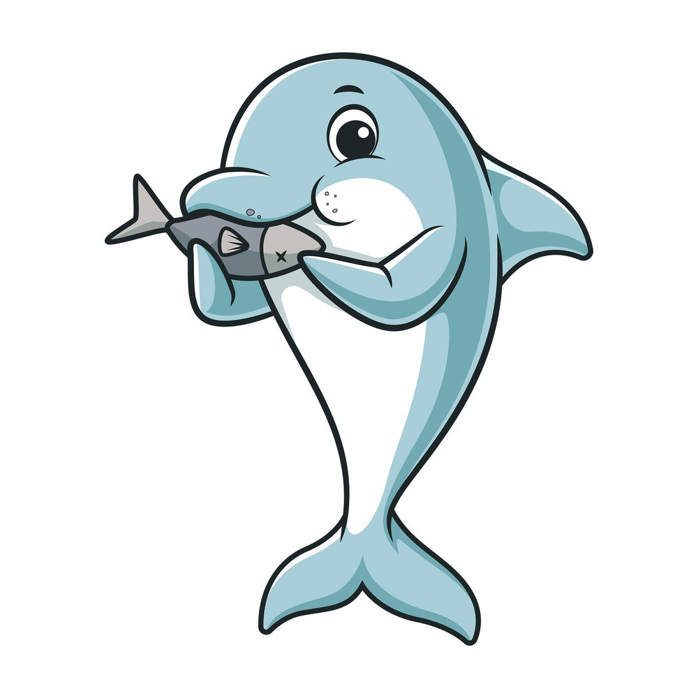 Dolphin eating fish. PNG - JPG and vector EPS (infinitely scalable).