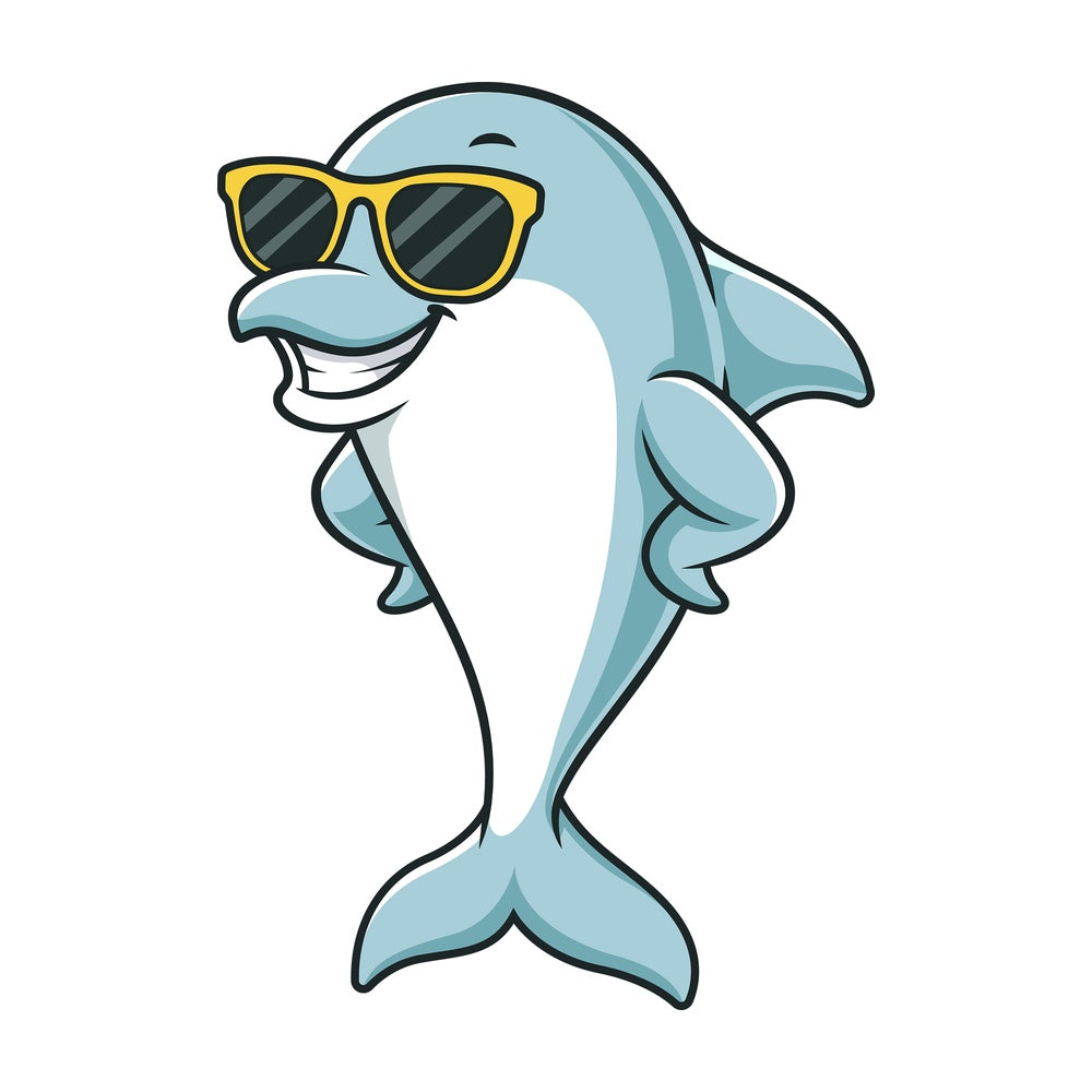 Dolphin with sunglasses. PNG - JPG and vector EPS (infinitely scalable).