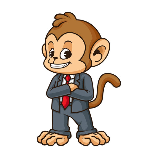 Monkey businessman grinning. PNG - JPG and vector EPS (infinitely scalable).