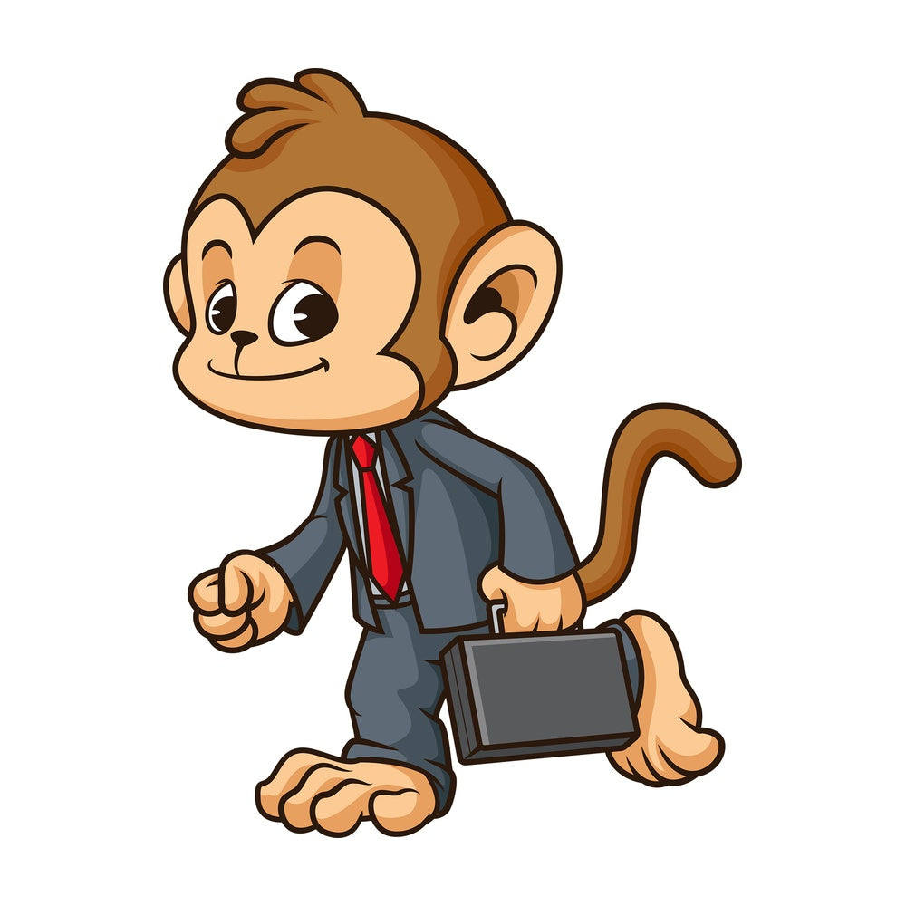 Monkey businessman walking. PNG - JPG and vector EPS (infinitely scalable).