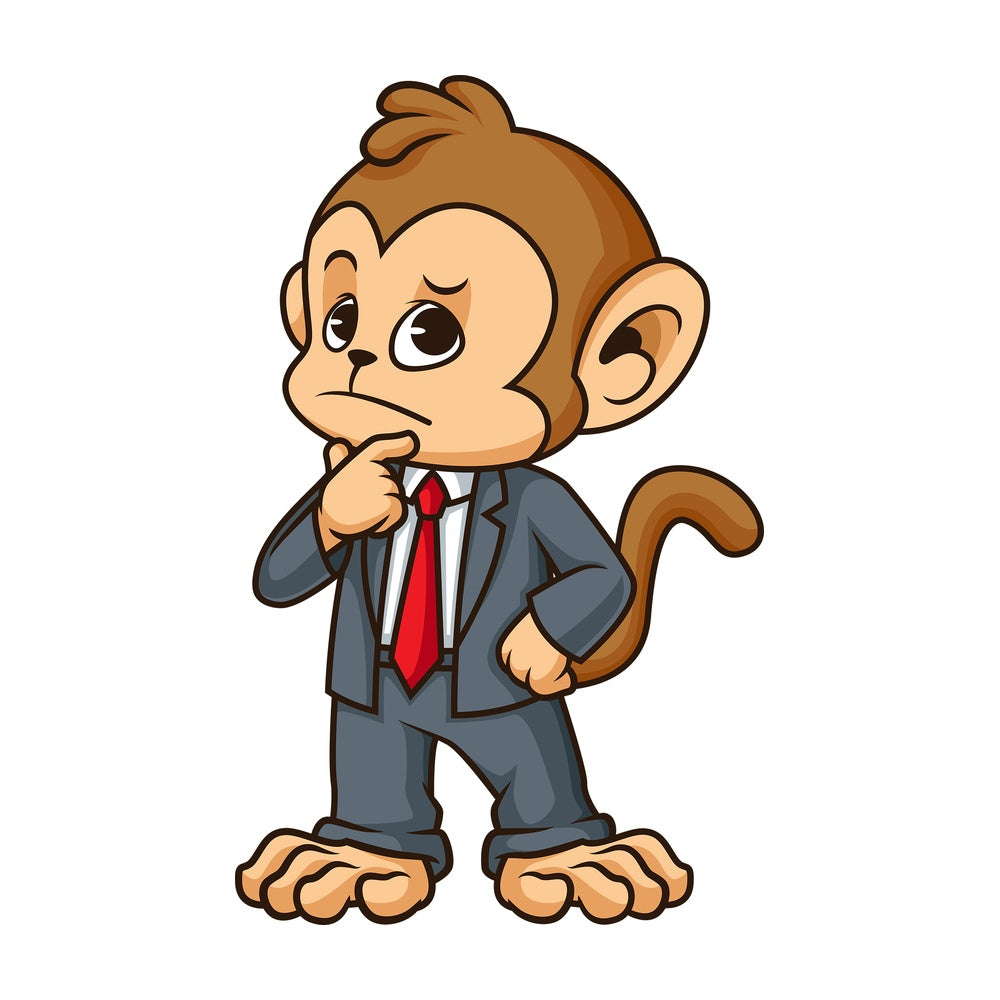 Monkey businessman thinking. PNG - JPG and vector EPS (infinitely scalable).