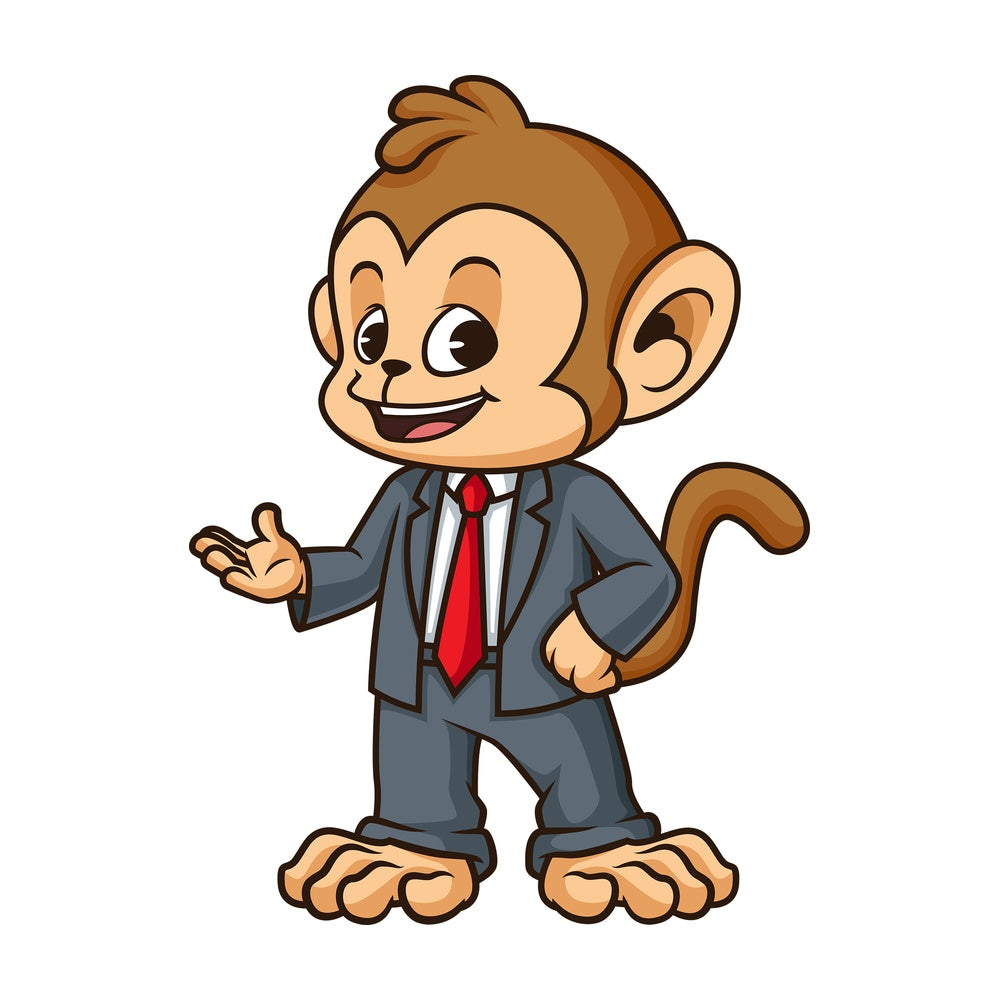 Monkey businessman presenting. PNG - JPG and vector EPS (infinitely scalable).
