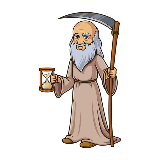 Father time smiling. PNG - JPG and vector EPS (infinitely scalable).