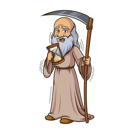Scared father time. PNG - JPG and vector EPS (infinitely scalable).