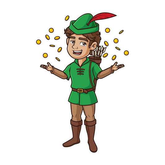 Robin hood with gold coins. PNG - JPG and vector EPS (infinitely scalable).