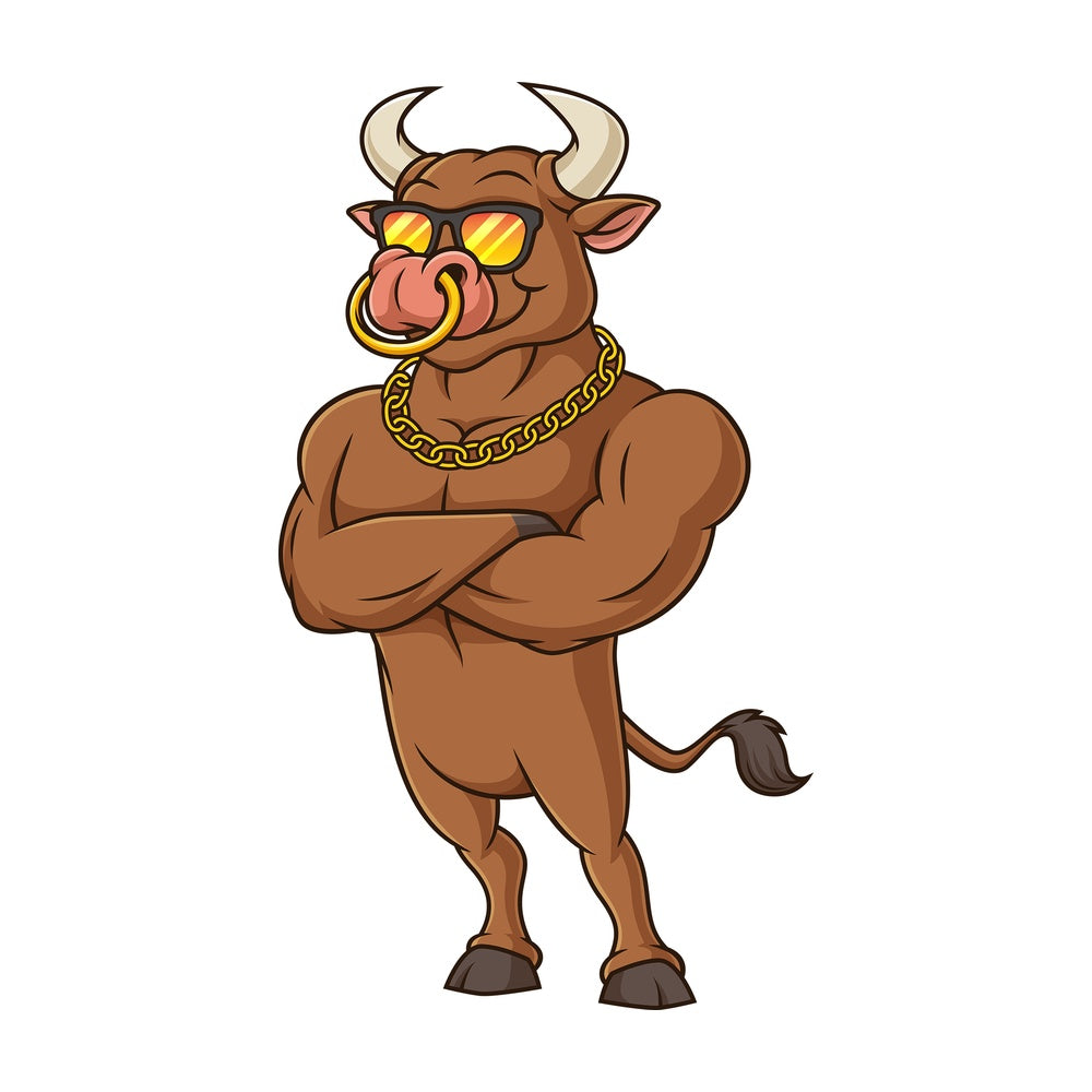 Bull with sunglasses. PNG - JPG and vector EPS (infinitely scalable).
