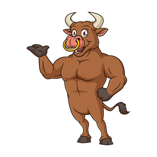 Bull presenting. PNG - JPG and vector EPS (infinitely scalable).