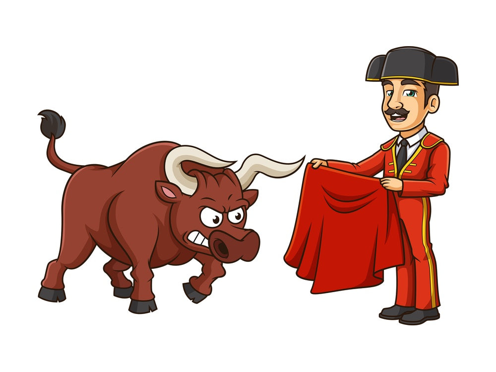 Matador taunting bull. PNG - JPG and vector EPS (infinitely scalable).