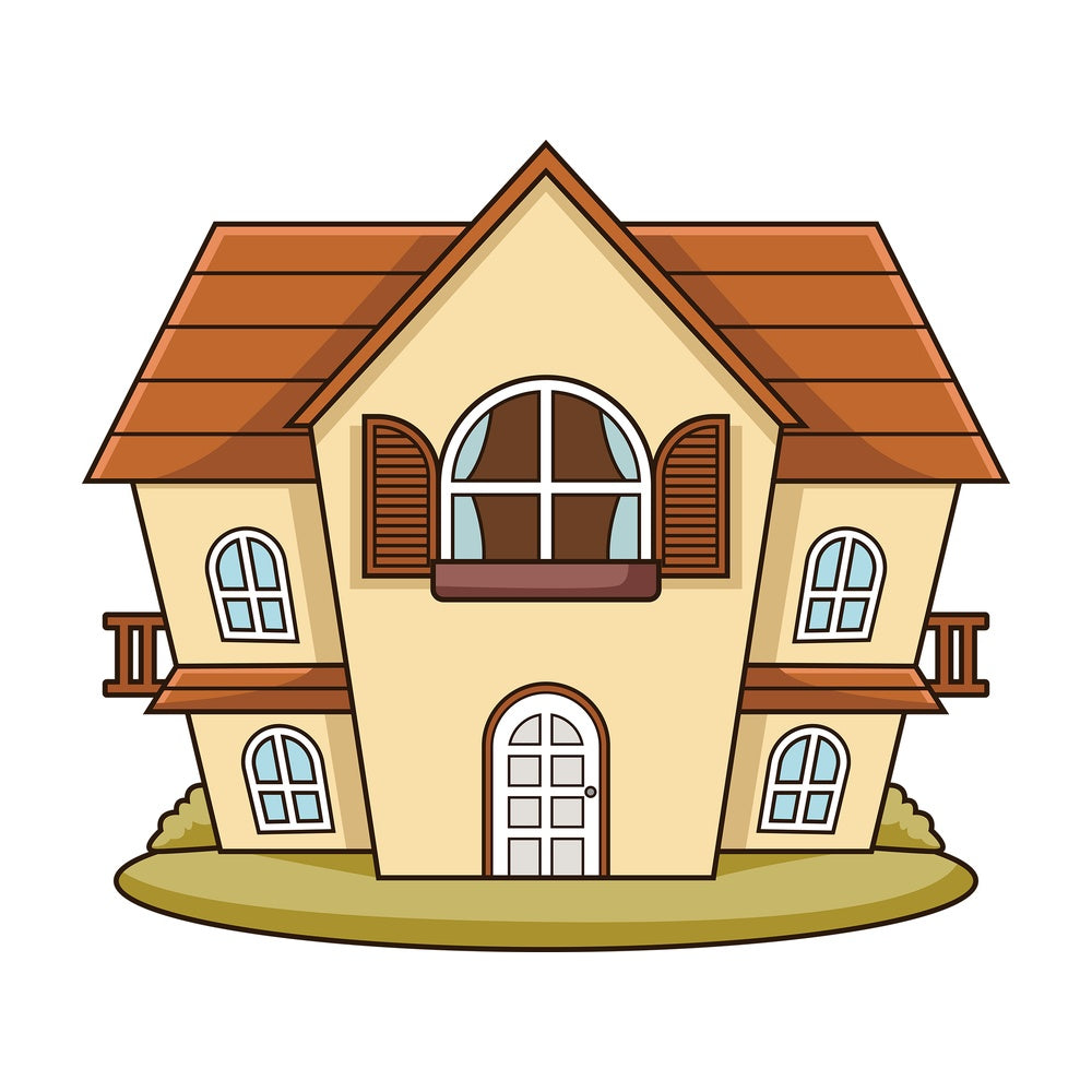 House with attic. PNG - JPG and vector EPS (infinitely scalable).