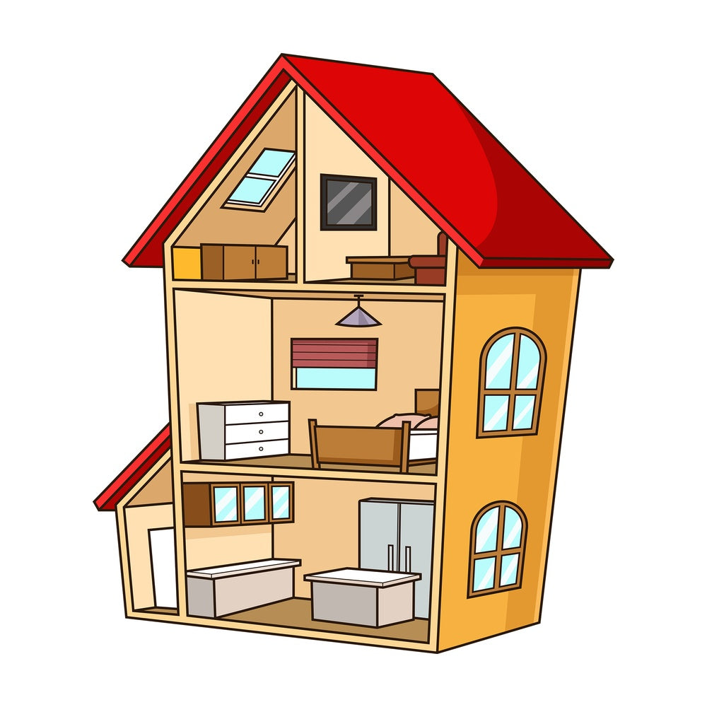 Open dollhouse. PNG - JPG and vector EPS (infinitely scalable).
