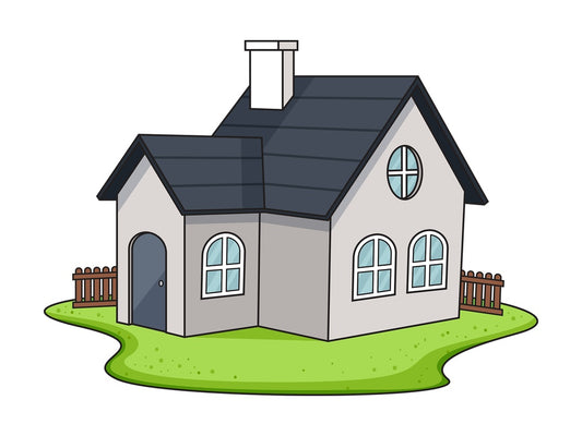 House with fence. PNG - JPG and vector EPS (infinitely scalable).