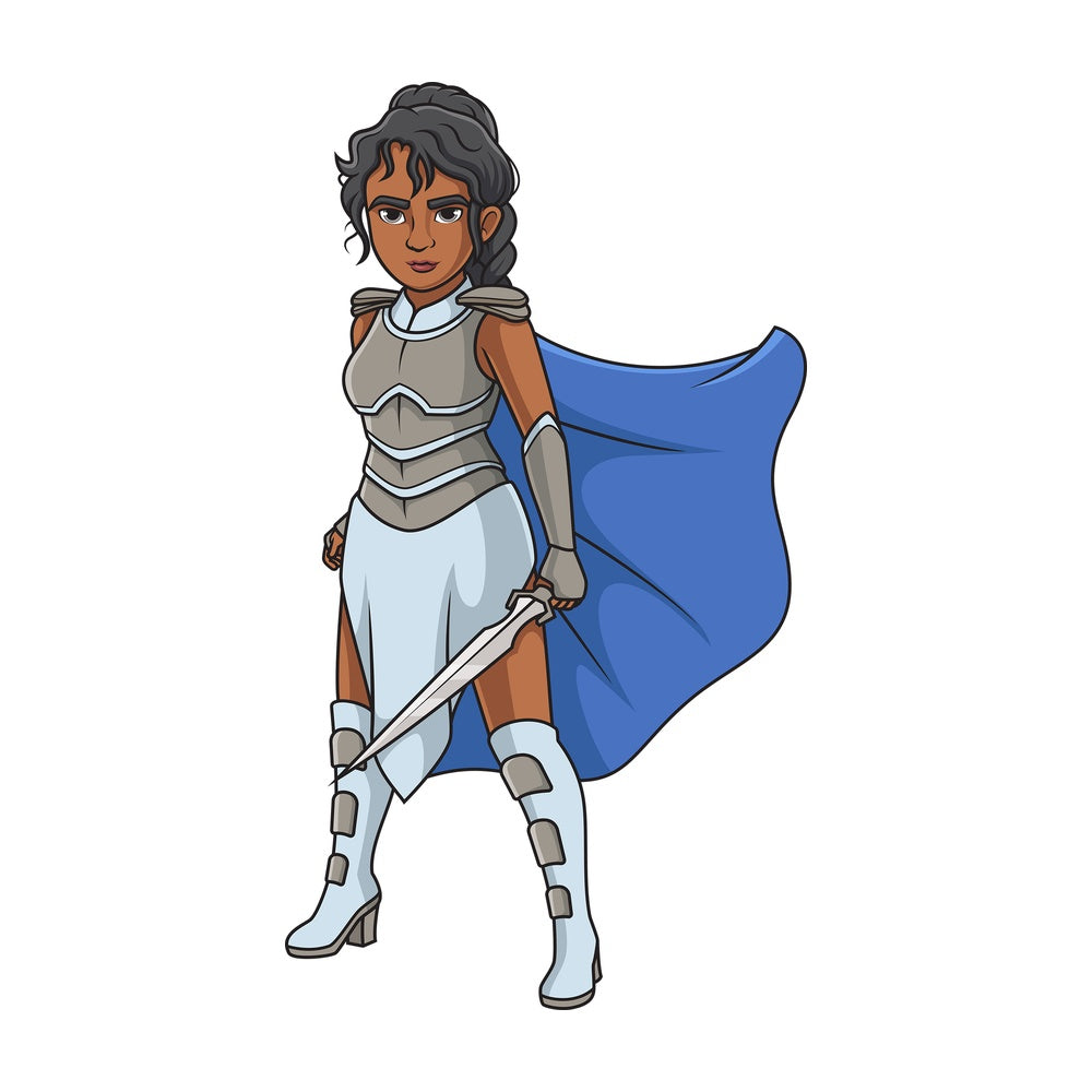 Valkyrie with cape and sword. PNG - JPG and vector EPS (infinitely scalable).