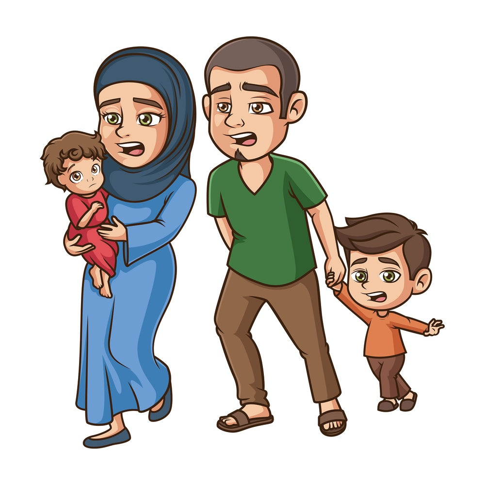 Refugees running scared. PNG - JPG and vector EPS (infinitely scalable).