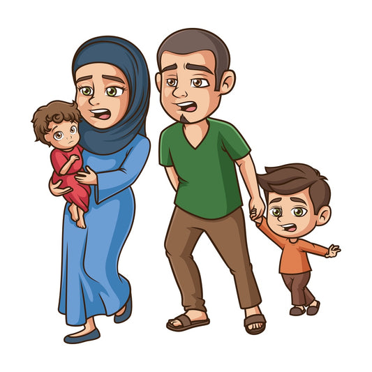 Refugees running scared. PNG - JPG and vector EPS (infinitely scalable).