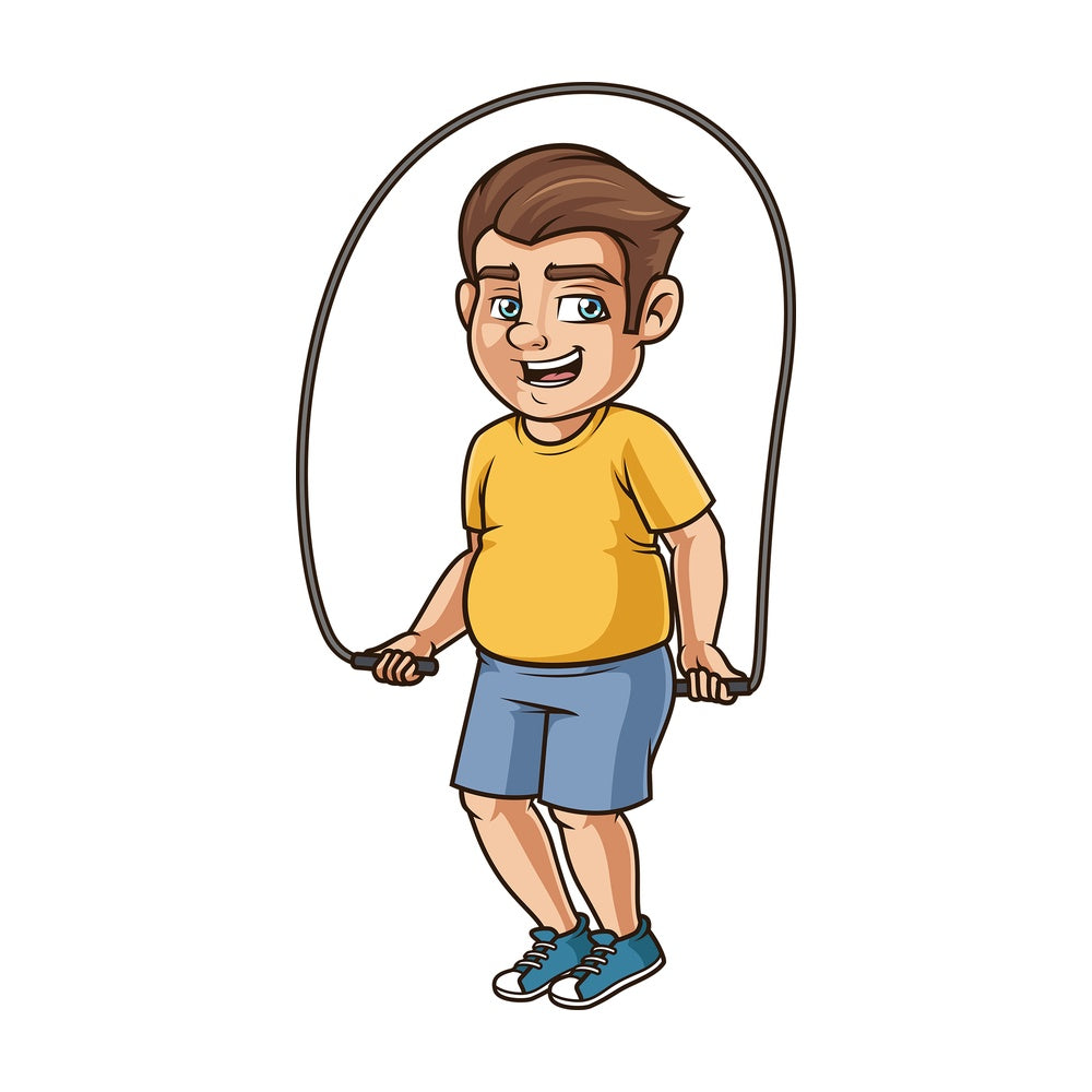 Chubby man jump rope. PNG - JPG and vector EPS (infinitely scalable).