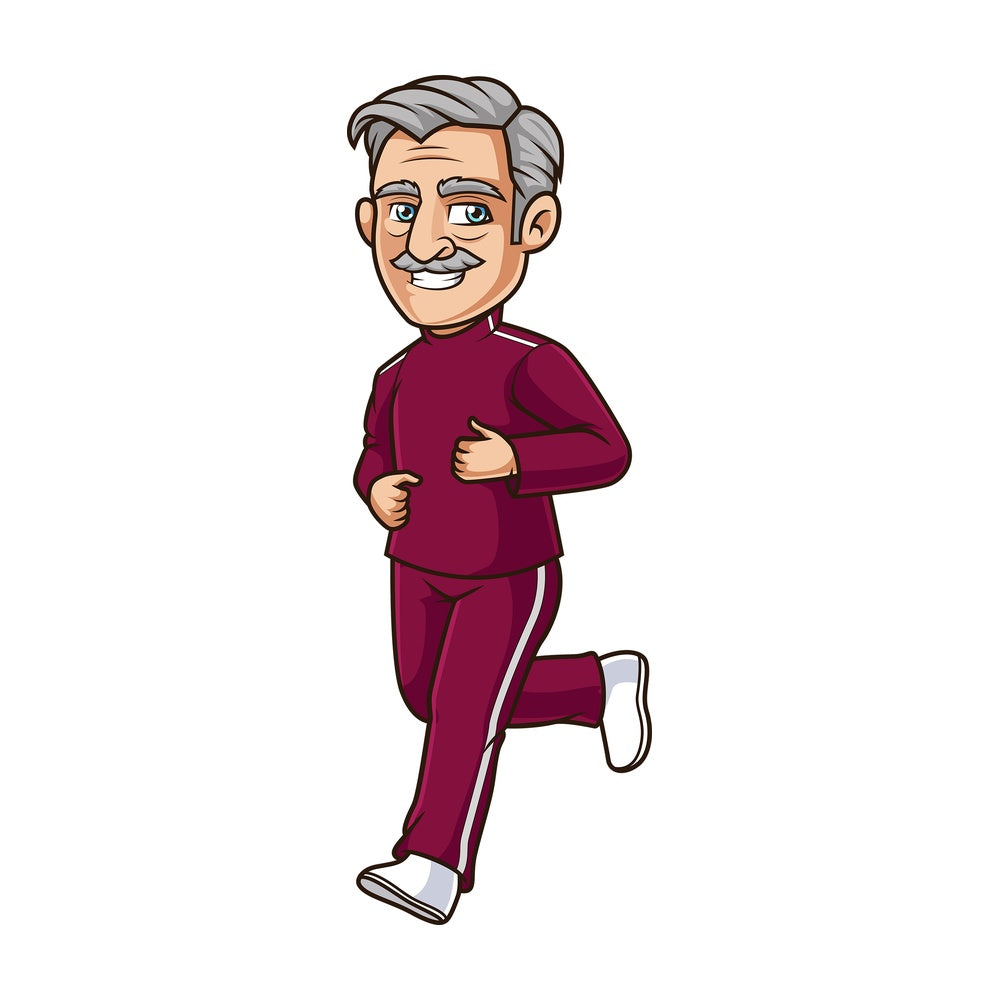 Old man jogging. PNG - JPG and vector EPS (infinitely scalable).