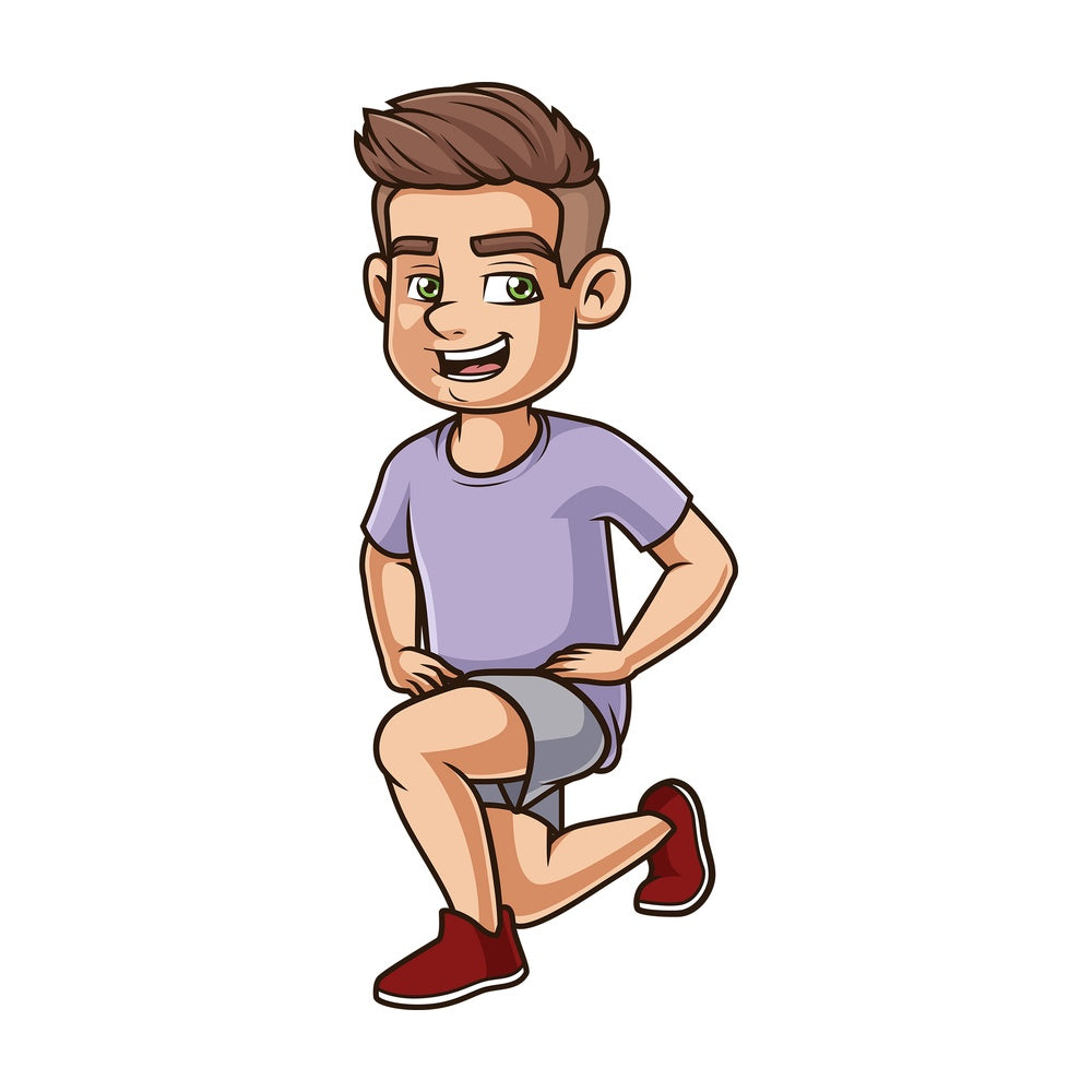 Young guy doing lunges. PNG - JPG and vector EPS (infinitely scalable).