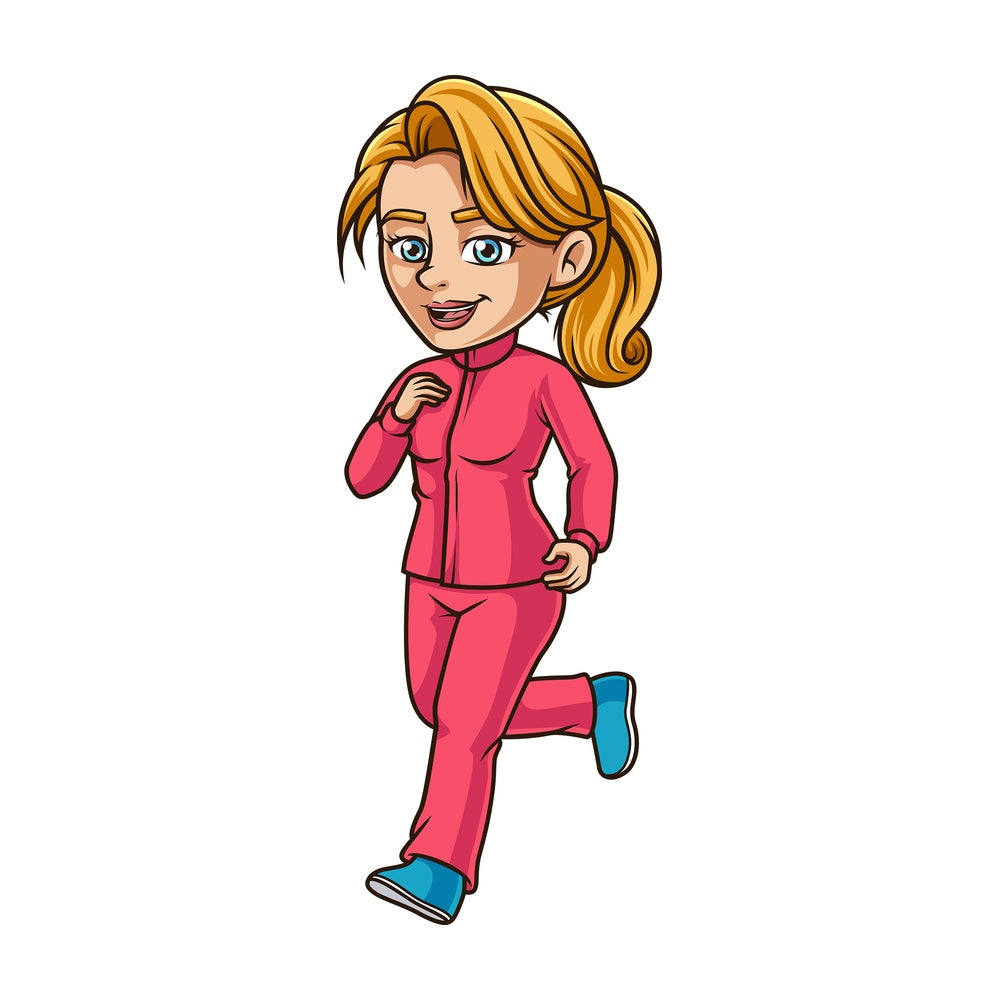 Caucasian woman jogging. PNG - JPG and vector EPS (infinitely scalable).