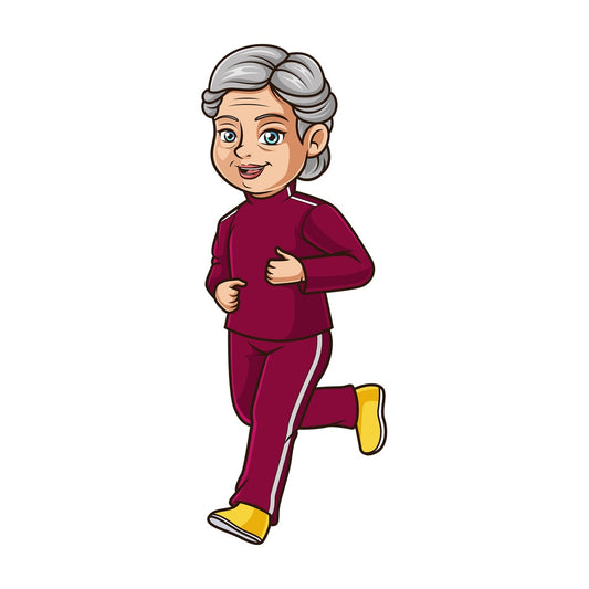 Old woman jogging. PNG - JPG and vector EPS (infinitely scalable).