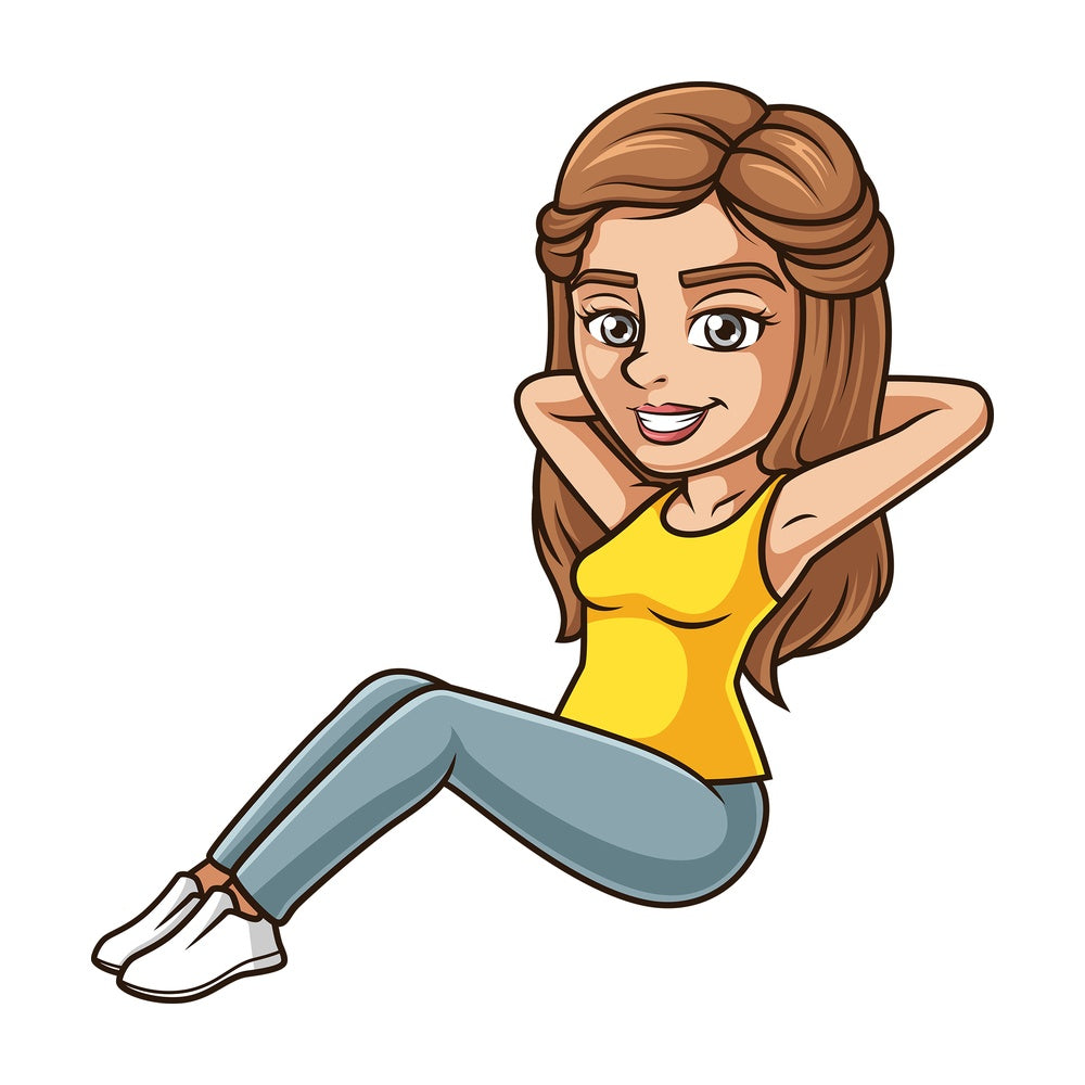 Young woman doing crunches. PNG - JPG and vector EPS (infinitely scalable).