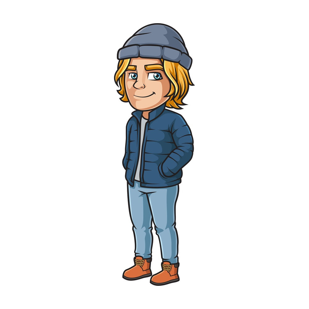 Caucasian man wearing winter clothes. PNG - JPG and vector EPS (infinitely scalable).
