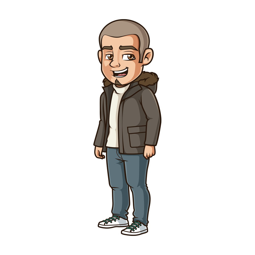 Hispanic man wearing winter clothes. PNG - JPG and vector EPS (infinitely scalable).