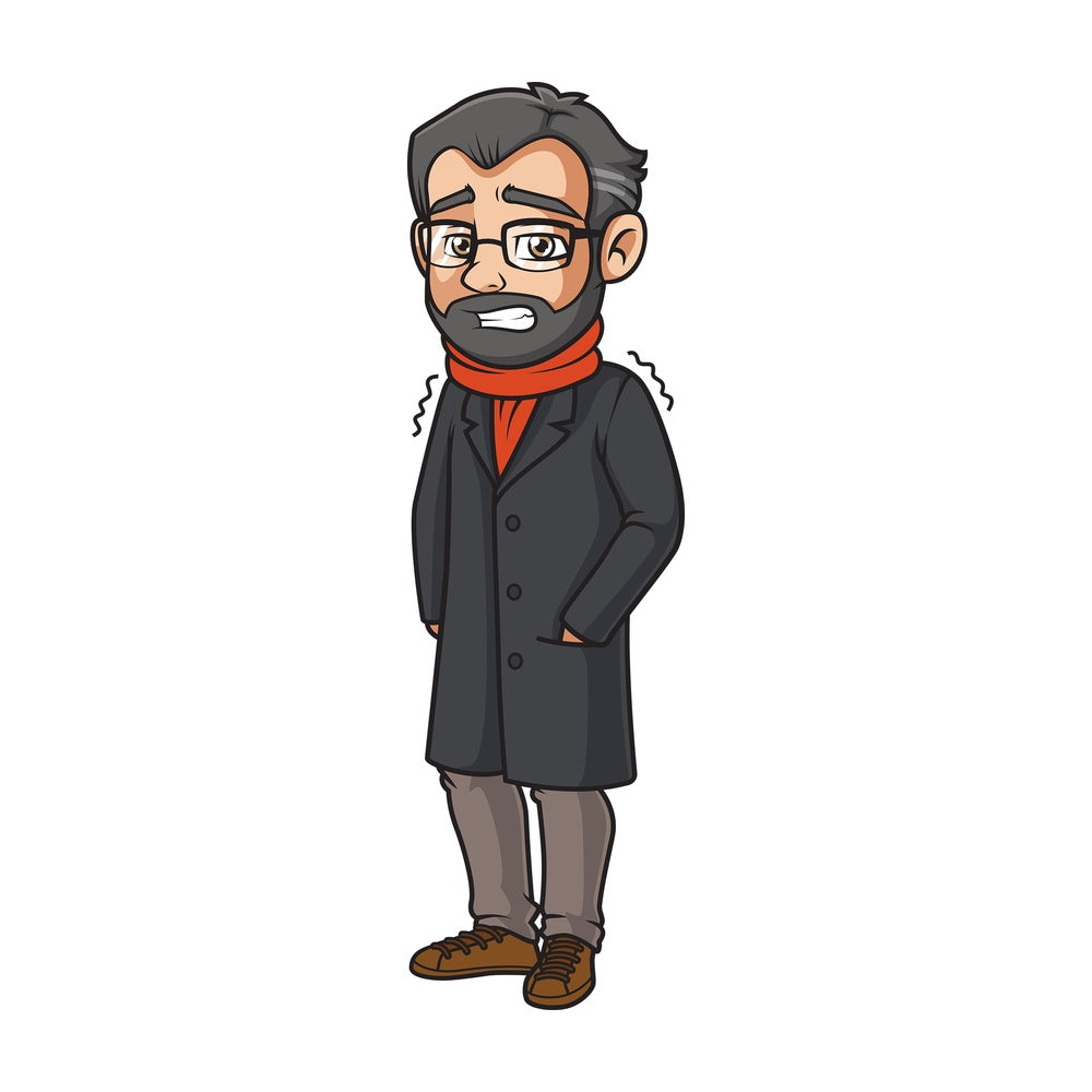 Man being cold in the winter. PNG - JPG and vector EPS (infinitely scalable).