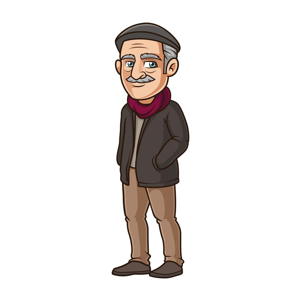 Old man dressed for winter. PNG - JPG and vector EPS (infinitely scalable).