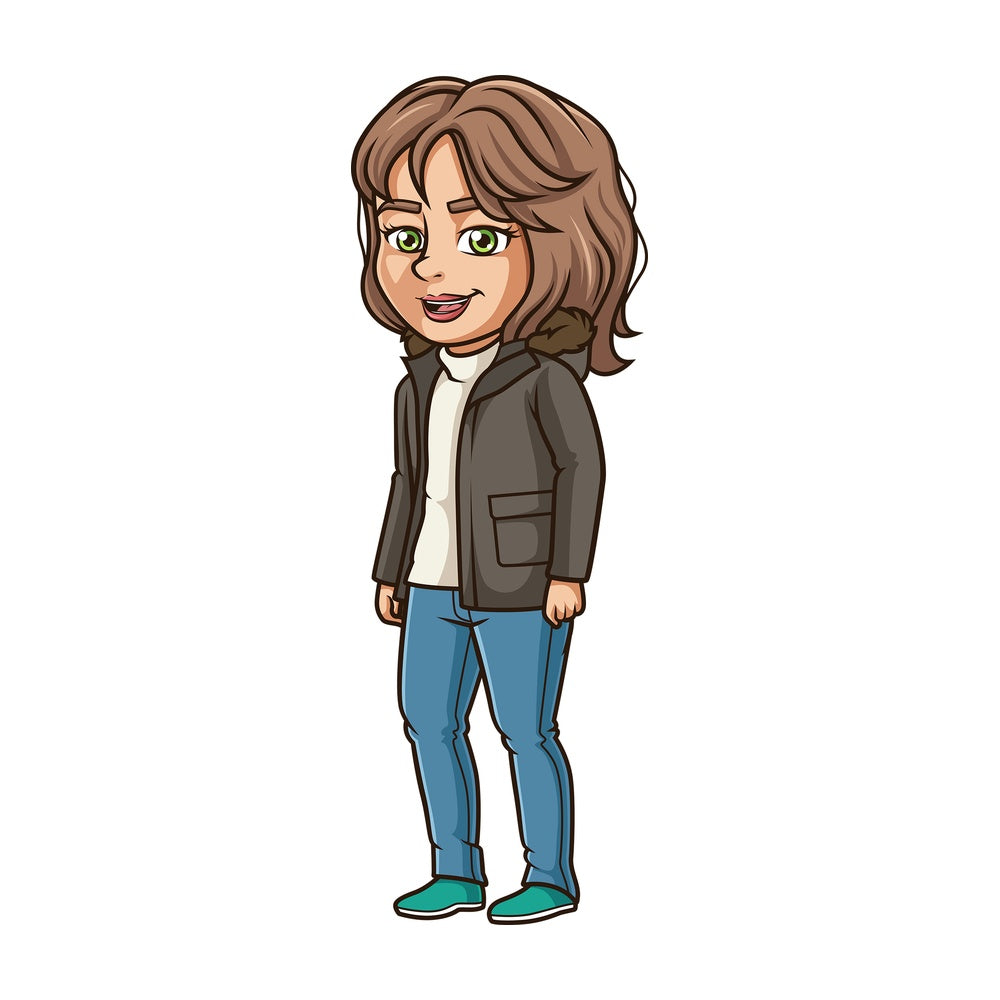 Hispanic woman wearing winter clothes. PNG - JPG and vector EPS (infinitely scalable).