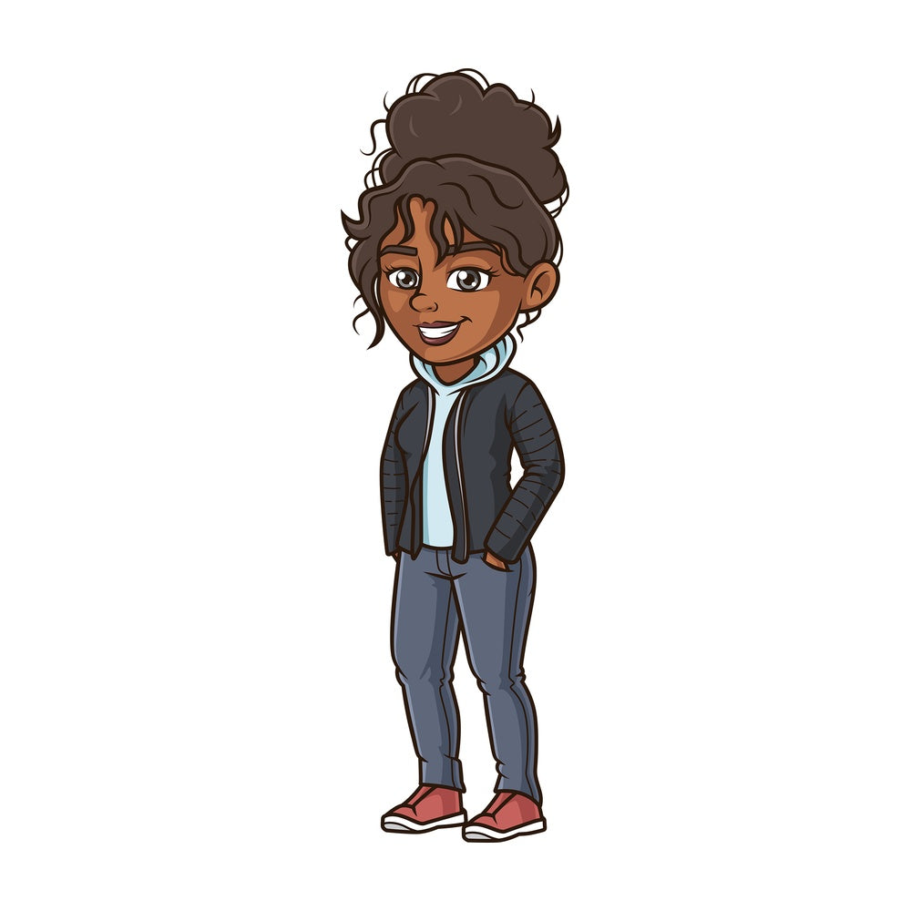 Black woman wearing winter clothes. PNG - JPG and vector EPS (infinitely scalable).
