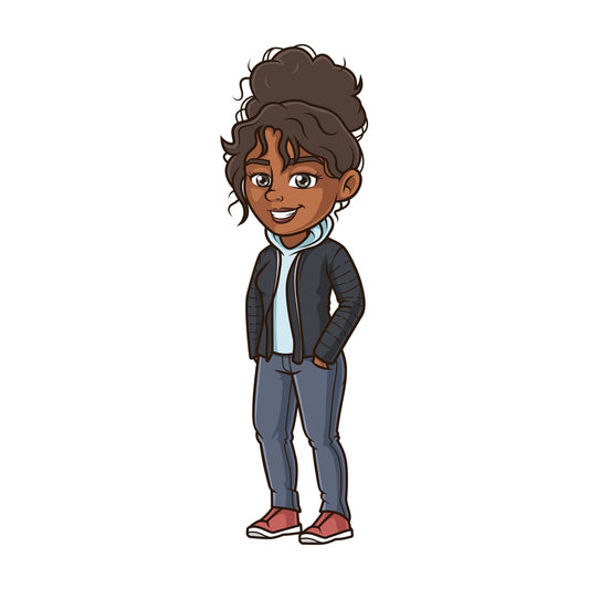 Black woman wearing winter clothes. PNG - JPG and vector EPS (infinitely scalable).