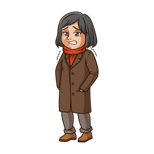 Woman being cold in the winter. PNG - JPG and vector EPS (infinitely scalable).