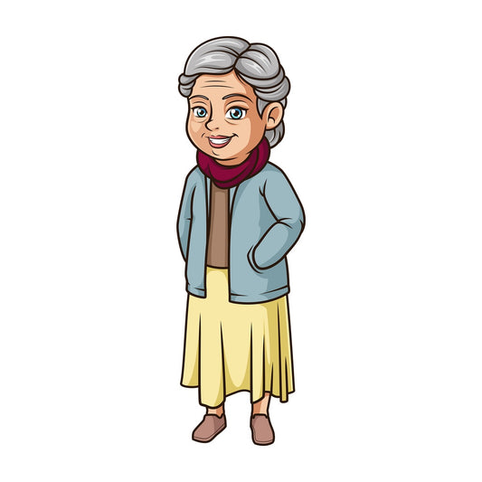 Old woman dressed for winter. PNG - JPG and vector EPS (infinitely scalable).
