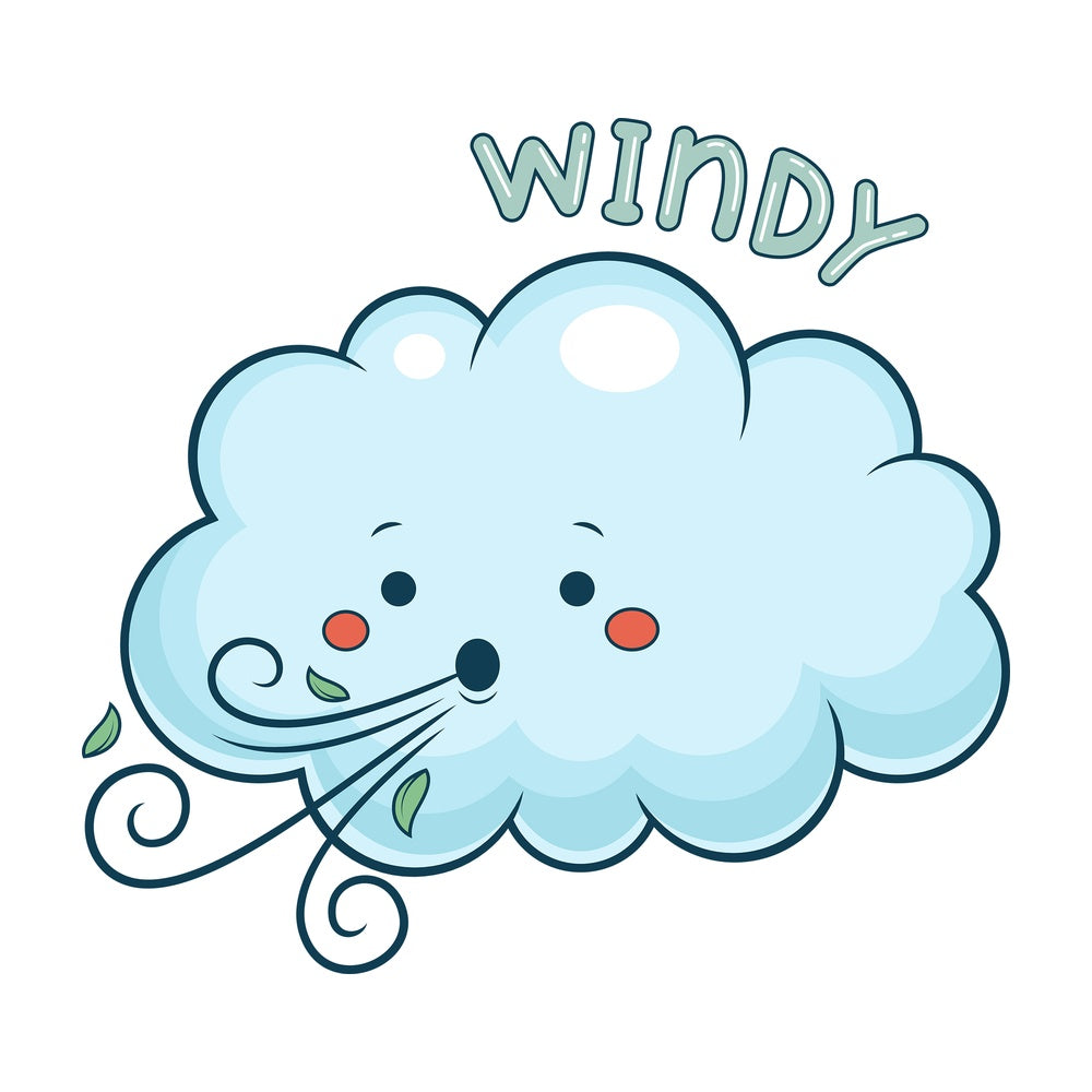 Weather emoji windy. PNG - JPG and vector EPS file formats (infinitely scalable). Image isolated on transparent background.
