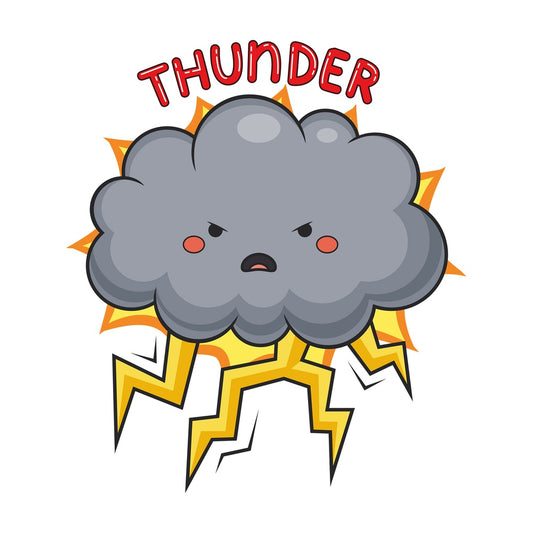 Weather emoji thunder. PNG - JPG and vector EPS file formats (infinitely scalable). Image isolated on transparent background.