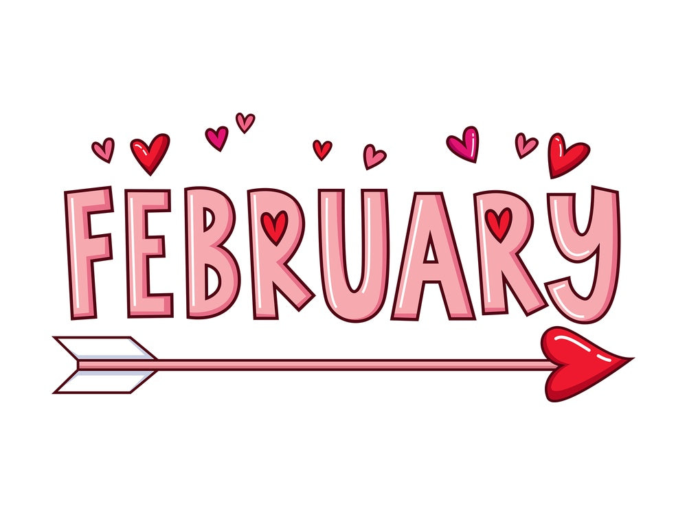 Text doodle february. PNG - JPG and vector EPS file formats (infinitely scalable). Image isolated on transparent background.