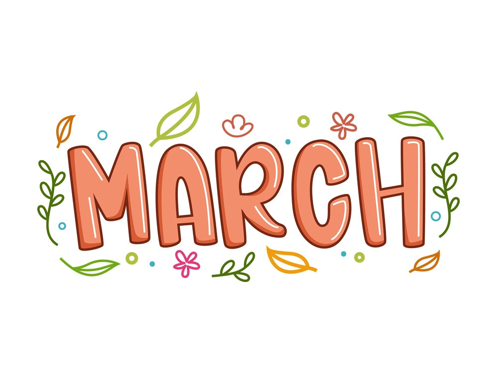 Text doodle march. PNG - JPG and vector EPS file formats (infinitely scalable). Image isolated on transparent background.
