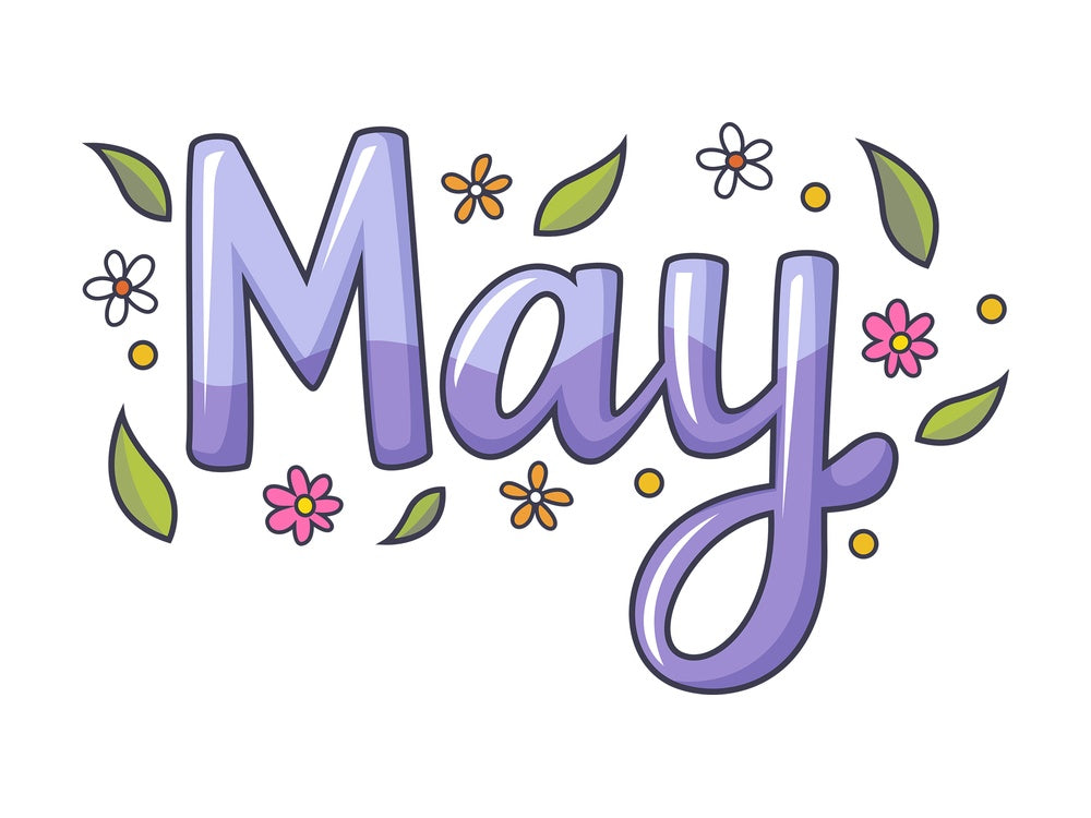 Text doodle may. PNG - JPG and vector EPS file formats (infinitely scalable). Image isolated on transparent background.