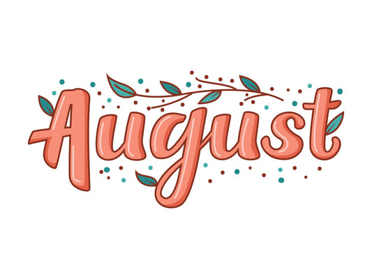 Text doodle august. PNG - JPG and vector EPS file formats (infinitely scalable). Image isolated on transparent background.