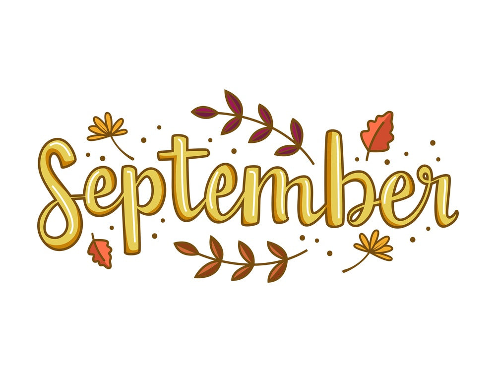 Text doodle september. PNG - JPG and vector EPS file formats (infinitely scalable). Image isolated on transparent background.