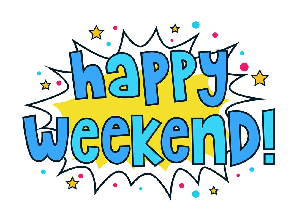 Text doodle happy weekend. PNG - JPG and vector EPS (infinitely scalable).