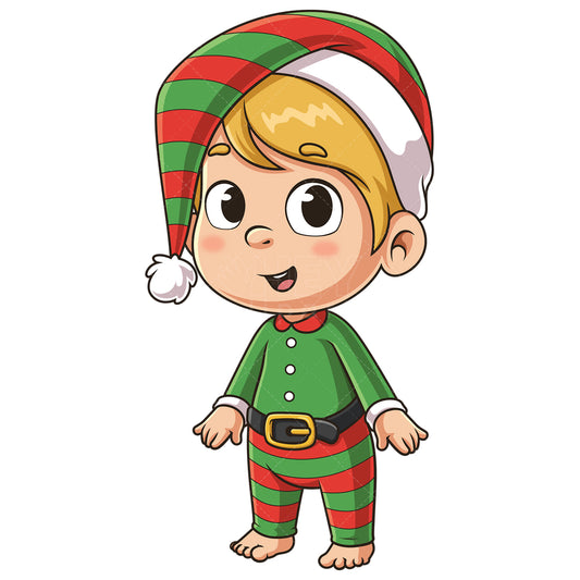 Royalty-free stock vector illustration of a baby boy christmas elf.